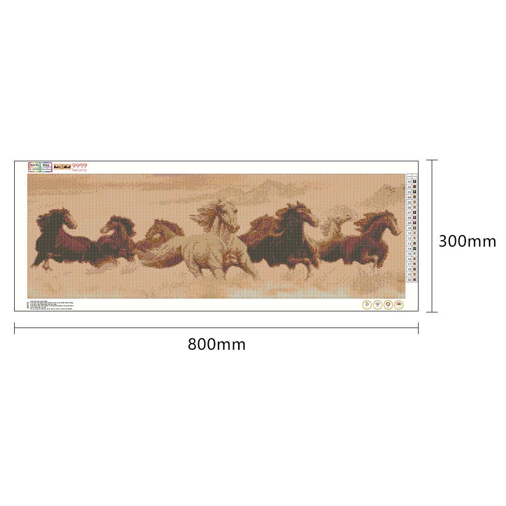 Running Horses - Full Round Drill Diamond Painting 80*30CM