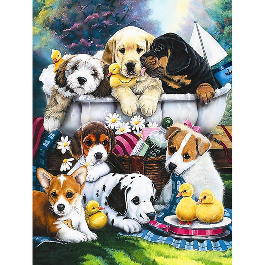 Dogs - Full Round Drill Diamond Painting 40*30CM