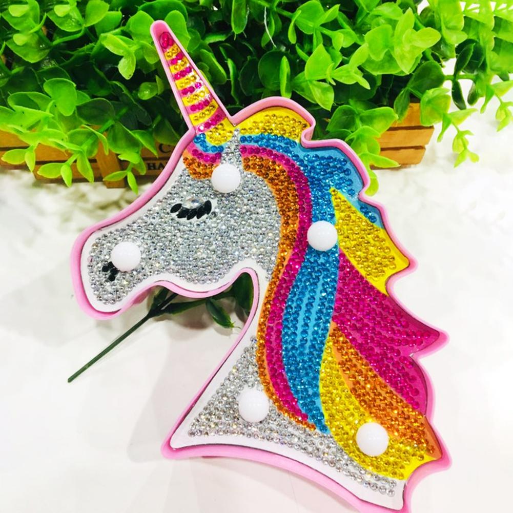 Creative DIY Full Diamond Painting Horse LED Light Bedroom Decor Night Lamp