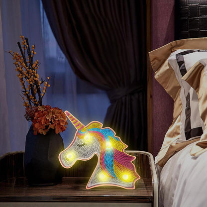 Creative DIY Full Diamond Painting Horse LED Light Bedroom Decor Night Lamp