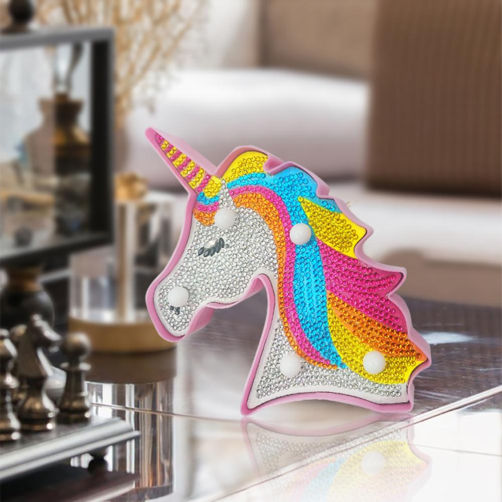 Creative DIY Full Diamond Painting Horse LED Light Bedroom Decor Night Lamp