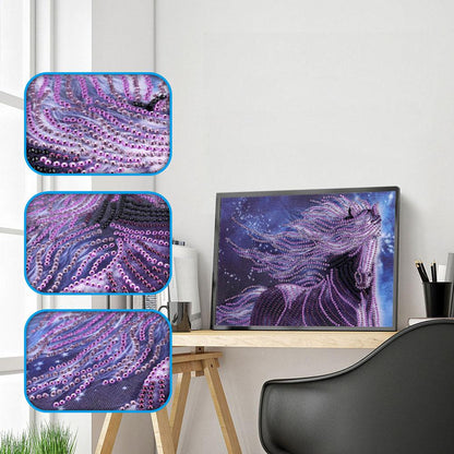 Purple Horse - Special Shaped Drill Diamond Painting 30*25CM