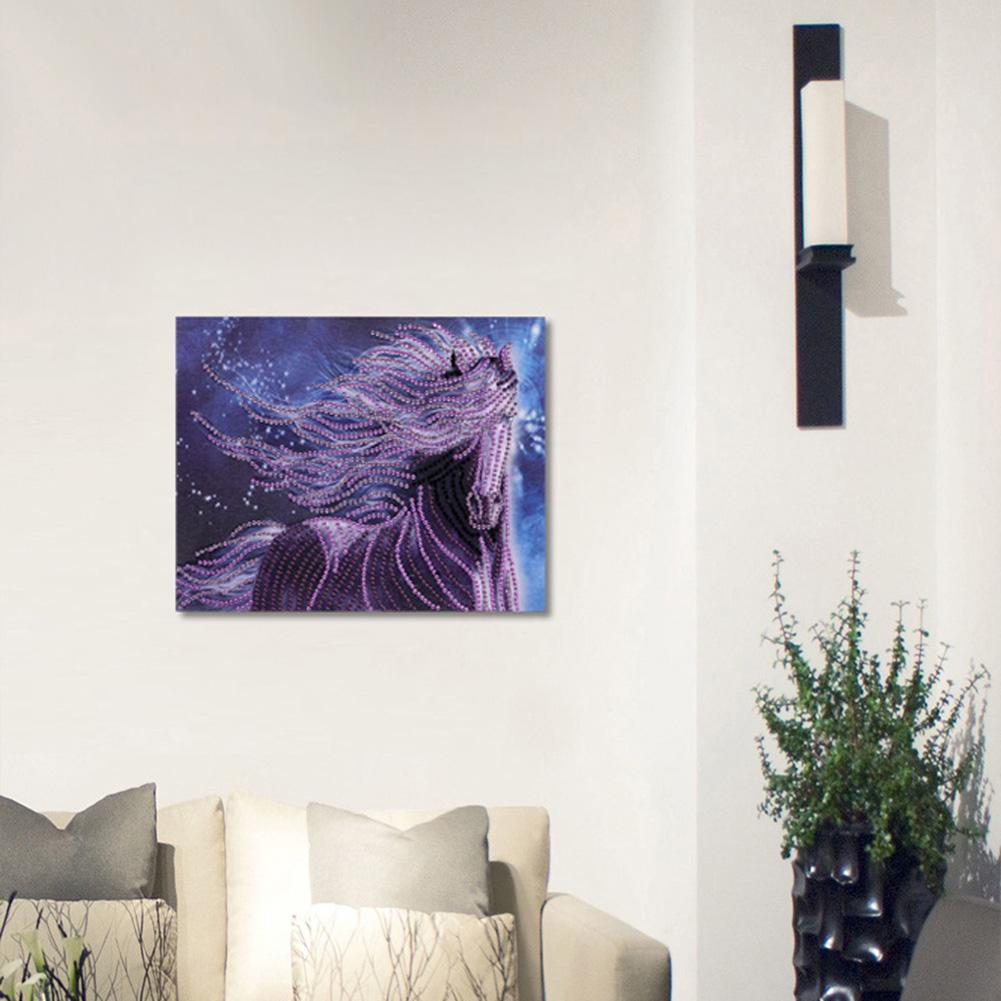 Purple Horse - Special Shaped Drill Diamond Painting 30*25CM