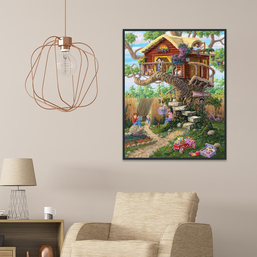 Tree House - Full Round Drill Diamond Painting 30*40CM