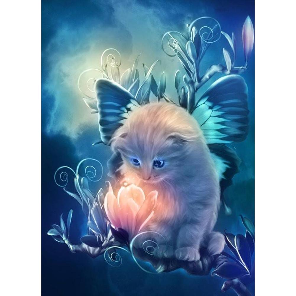 Cat Flower - Full Round Drill Diamond Painting 25*30CM