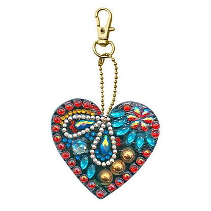 5pcs DIY Full Special Shaped Love Heart Diamond Painting Keychain Pendant