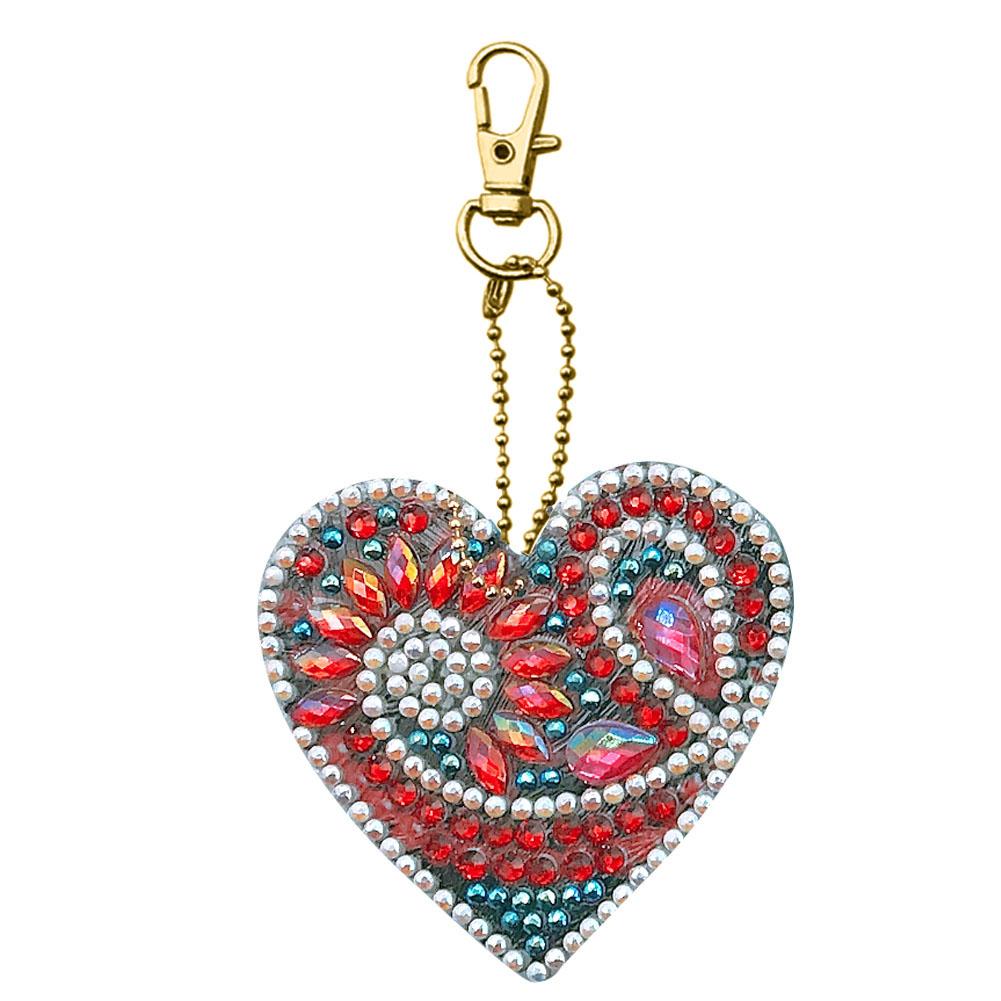 5pcs DIY Full Special Shaped Love Heart Diamond Painting Keychain Pendant