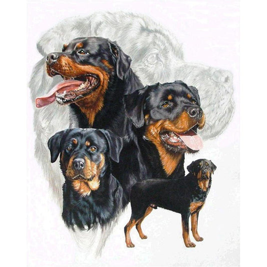 Dogs Group - Full Round Drill Diamond Painting 40*30 CM