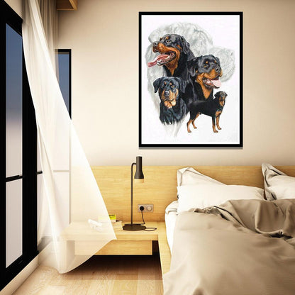 Dogs Group - Full Round Drill Diamond Painting 40*30 CM