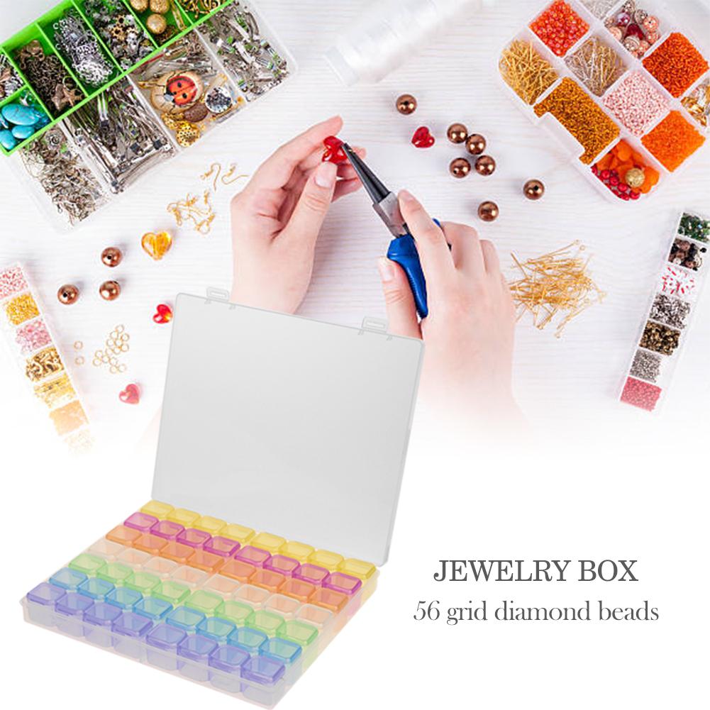 56 Grids Beads Storage Box for Nail Art Jewelry Case Holder (Multicolor)