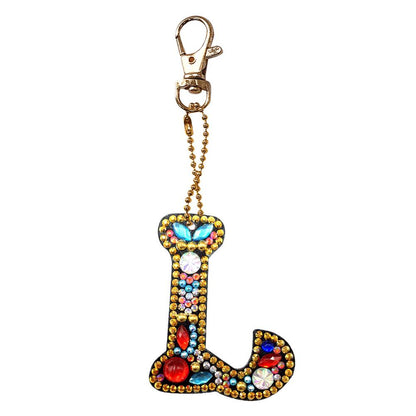 DIY Key Chain Diamond Painting Letters Women Bag Keyring Pendant Gift (L)