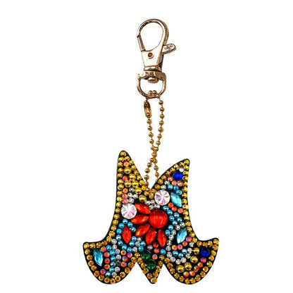 DIY Key Chain Diamond Painting Letters Women Bag Keyring Pendant Gift (M)