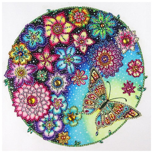 Flower Butterfly - Special Shaped Drill Diamond Painting 30*30CM