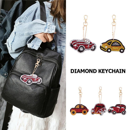 5pcs DIY Car Full Drill Special Shaped Diamond Painting Keychains Pendant