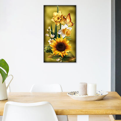 Flower Butterfly - Full Round Drill Diamond Painting 30*48CM