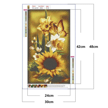 Flower Butterfly - Full Round Drill Diamond Painting 30*48CM