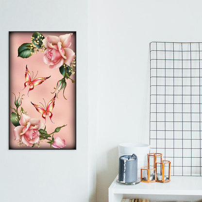 Flower Butterfly - Full Round Drill Diamond Painting 30*48CM