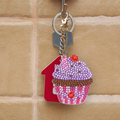 4pcs DIY Cupcake Full Drill Special Shaped Diamond Painting Keychains Gifts