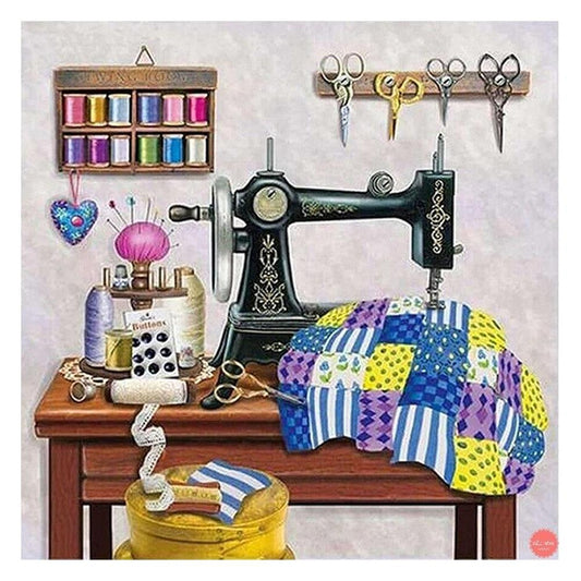 Sewing Machine - Full Round Drill Diamond Painting 30*30CM