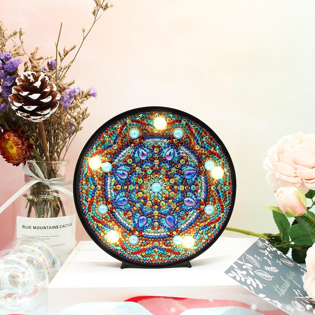 DIY LED Diamond Painting Mandala Full Drill Special Shaped Light Home Decor