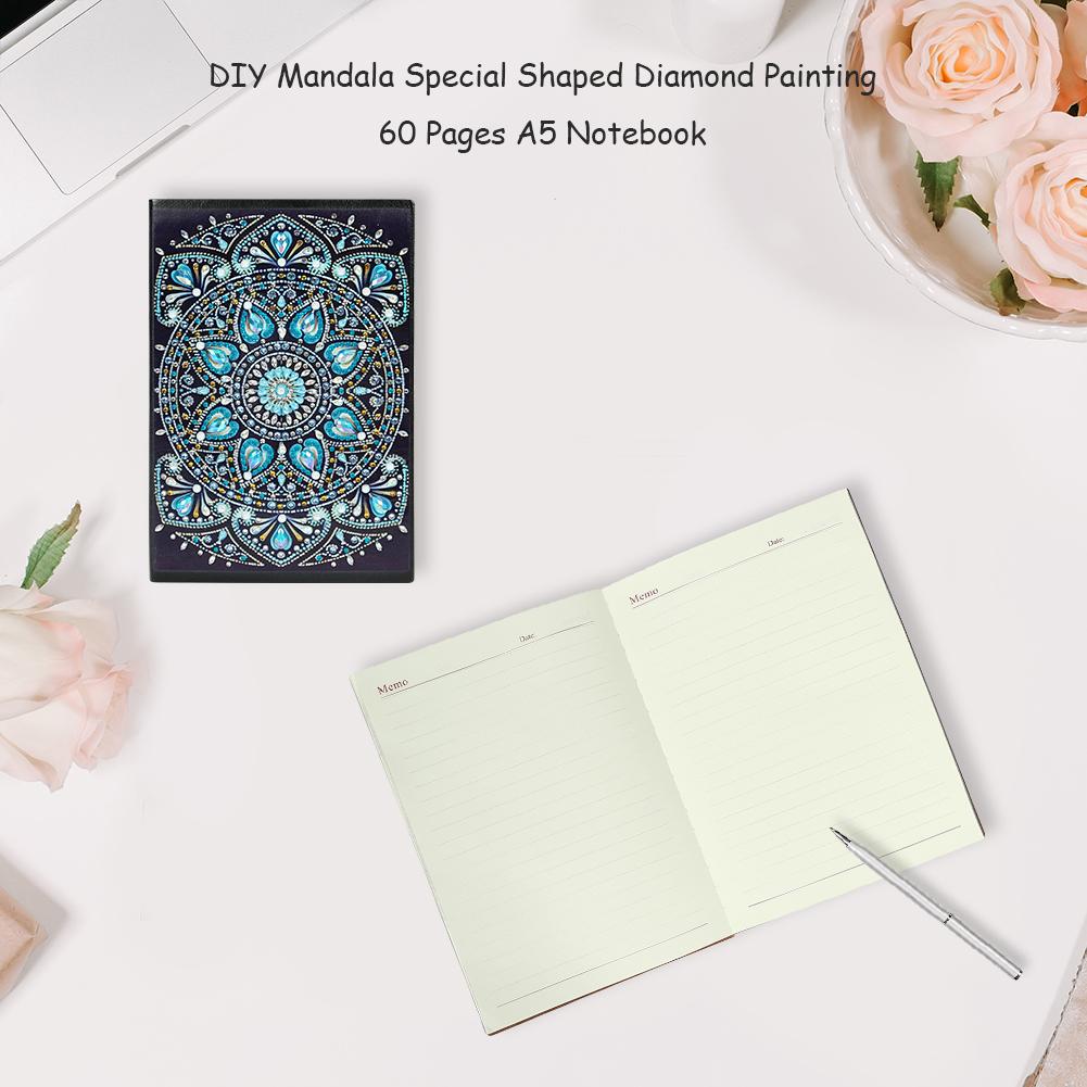 DIY Mandala Special Shaped Diamond Painting 60 Pages Students A5 Notebook