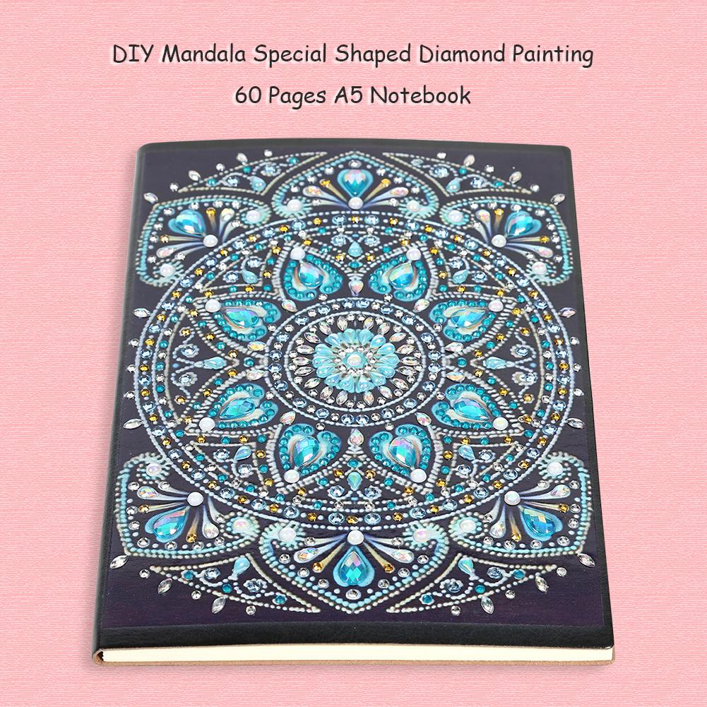 DIY Mandala Special Shaped Diamond Painting 60 Pages Students A5 Notebook