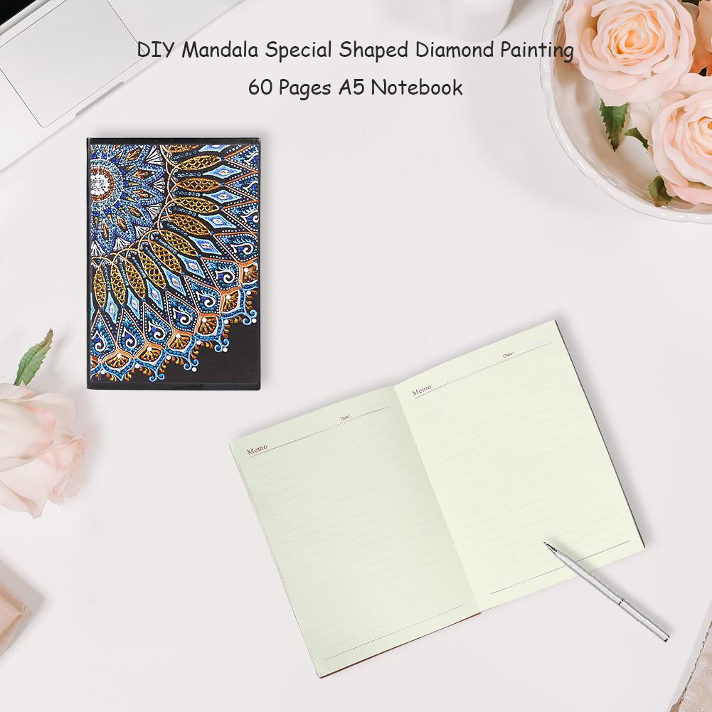 DIY Mandala Special Shaped Diamond Painting 60 Sheets Students A5 Notebook