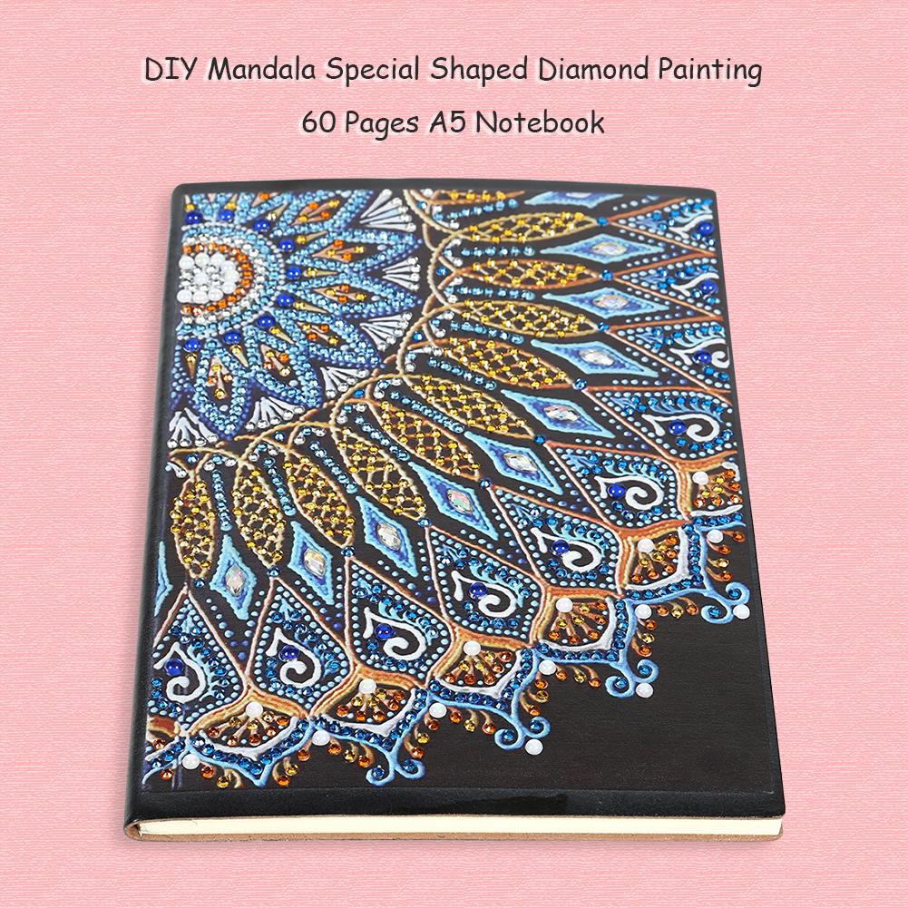 DIY Mandala Special Shaped Diamond Painting 60 Sheets Students A5 Notebook