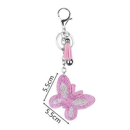 Full Special Shaped Drill Diamond Butterfly Keychain Key Rings Bag Pendants