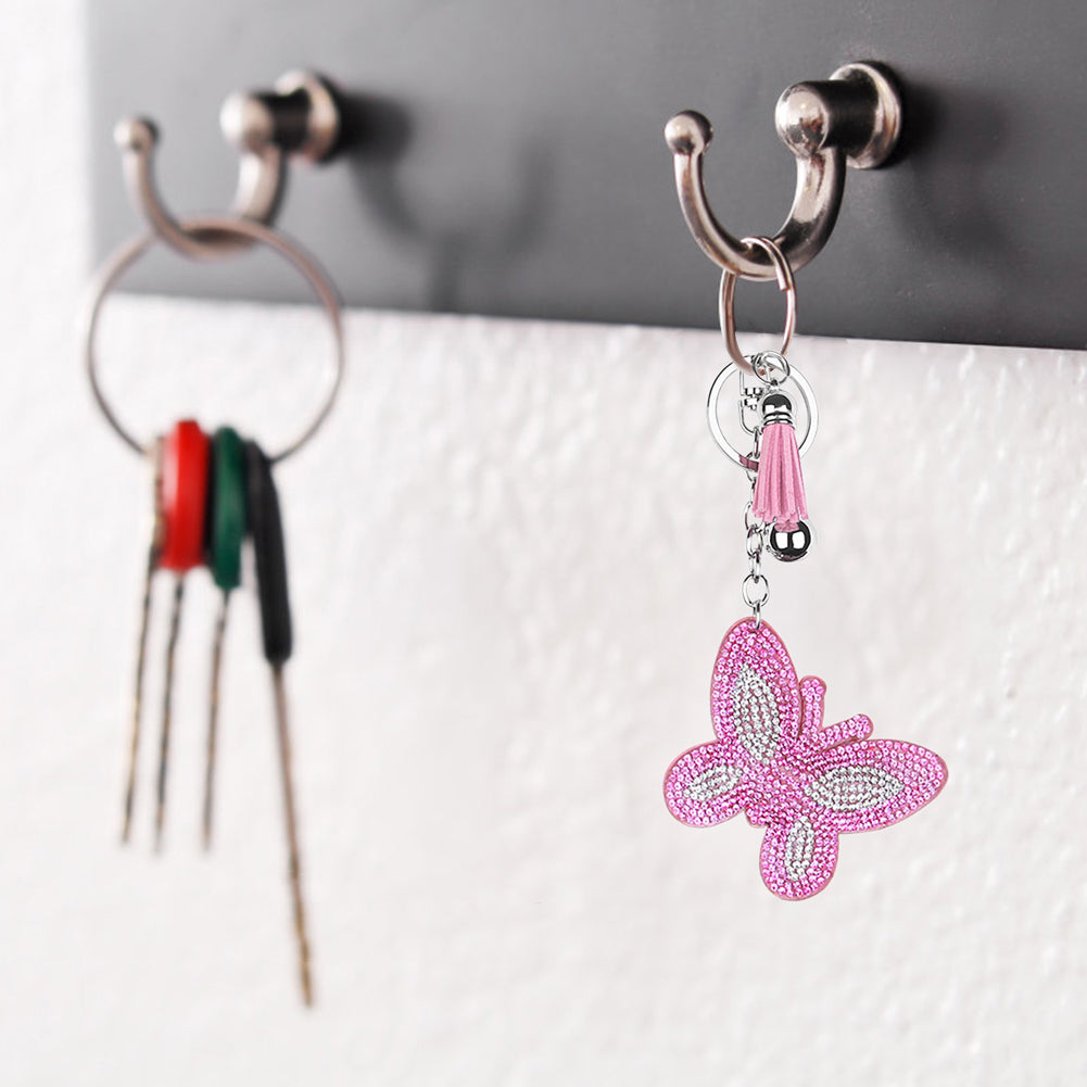 Full Special Shaped Drill Diamond Butterfly Keychain Key Rings Bag Pendants