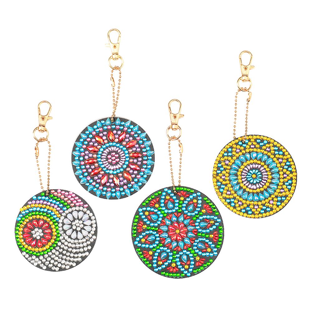 4pcs DIY Full Special-Shaped Diamond Painting Bag Pendant Mandala Keychains