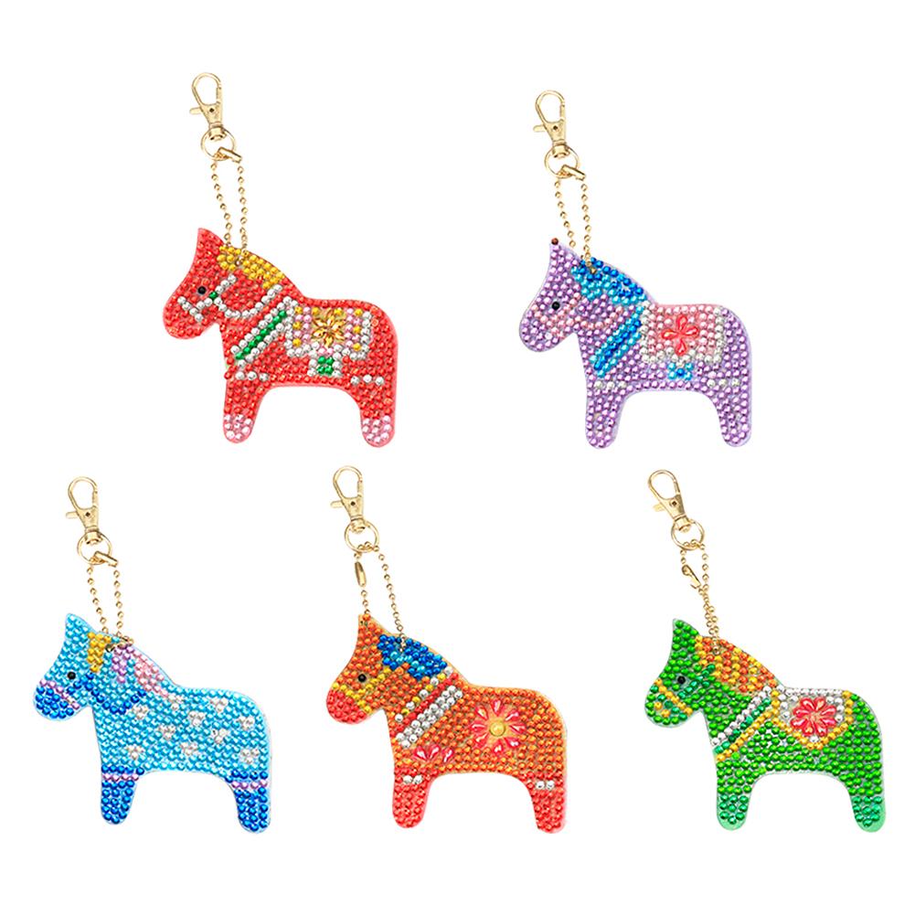 5pcs DIY Full Drill Diamond Paintng Special-shaped Pendant Animal Keychain