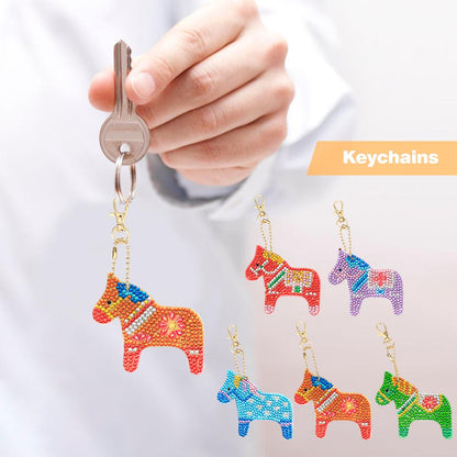 5pcs DIY Full Drill Diamond Paintng Special-shaped Pendant Animal Keychain