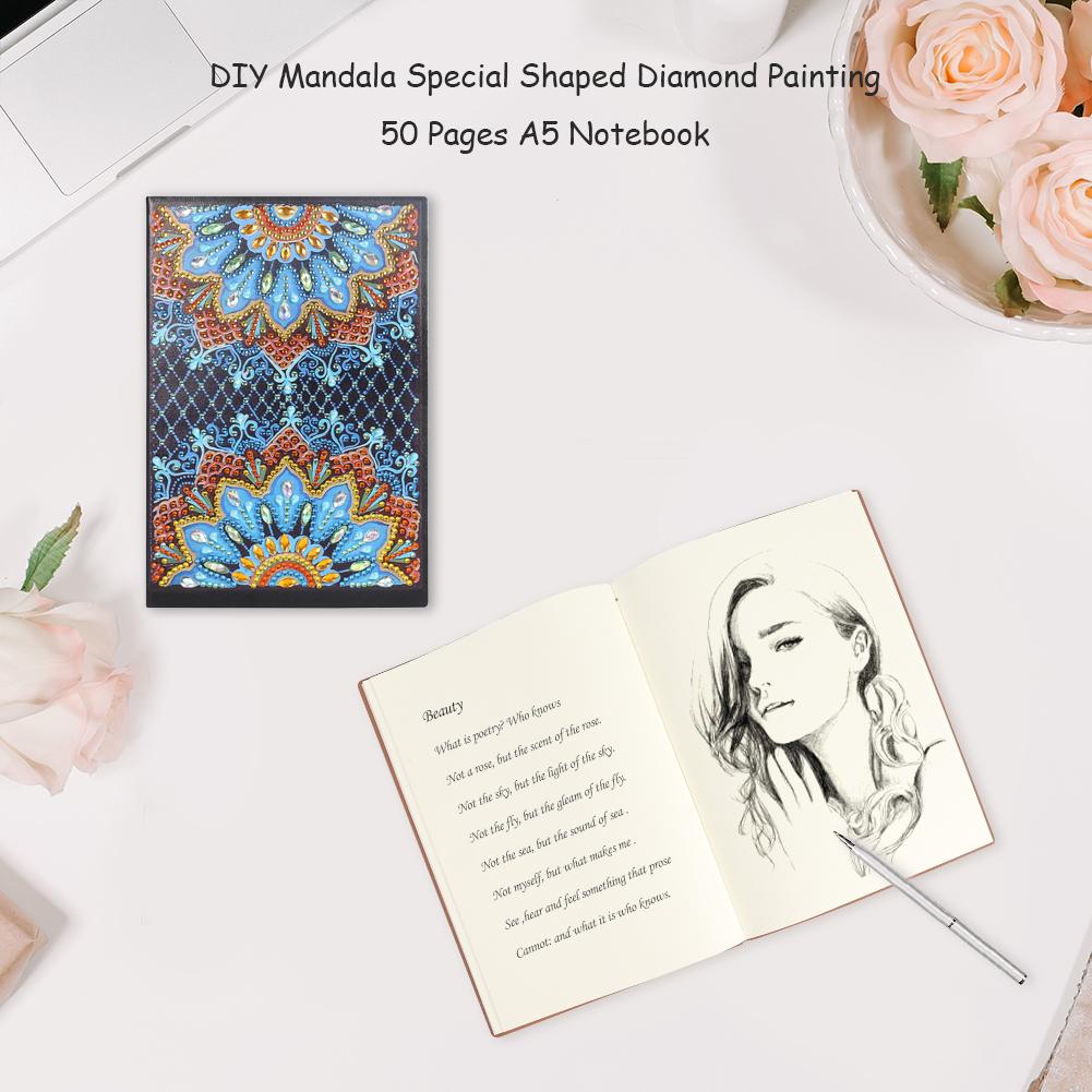 DIY Mandala Special Shaped Diamond Painting 50 Pages A5 Diary Book Notebook