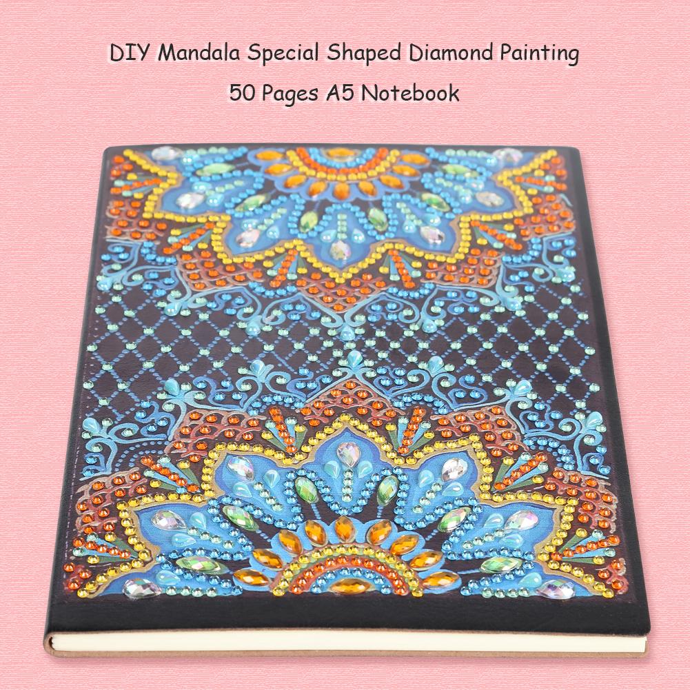 DIY Mandala Special Shaped Diamond Painting 50 Pages A5 Diary Book Notebook