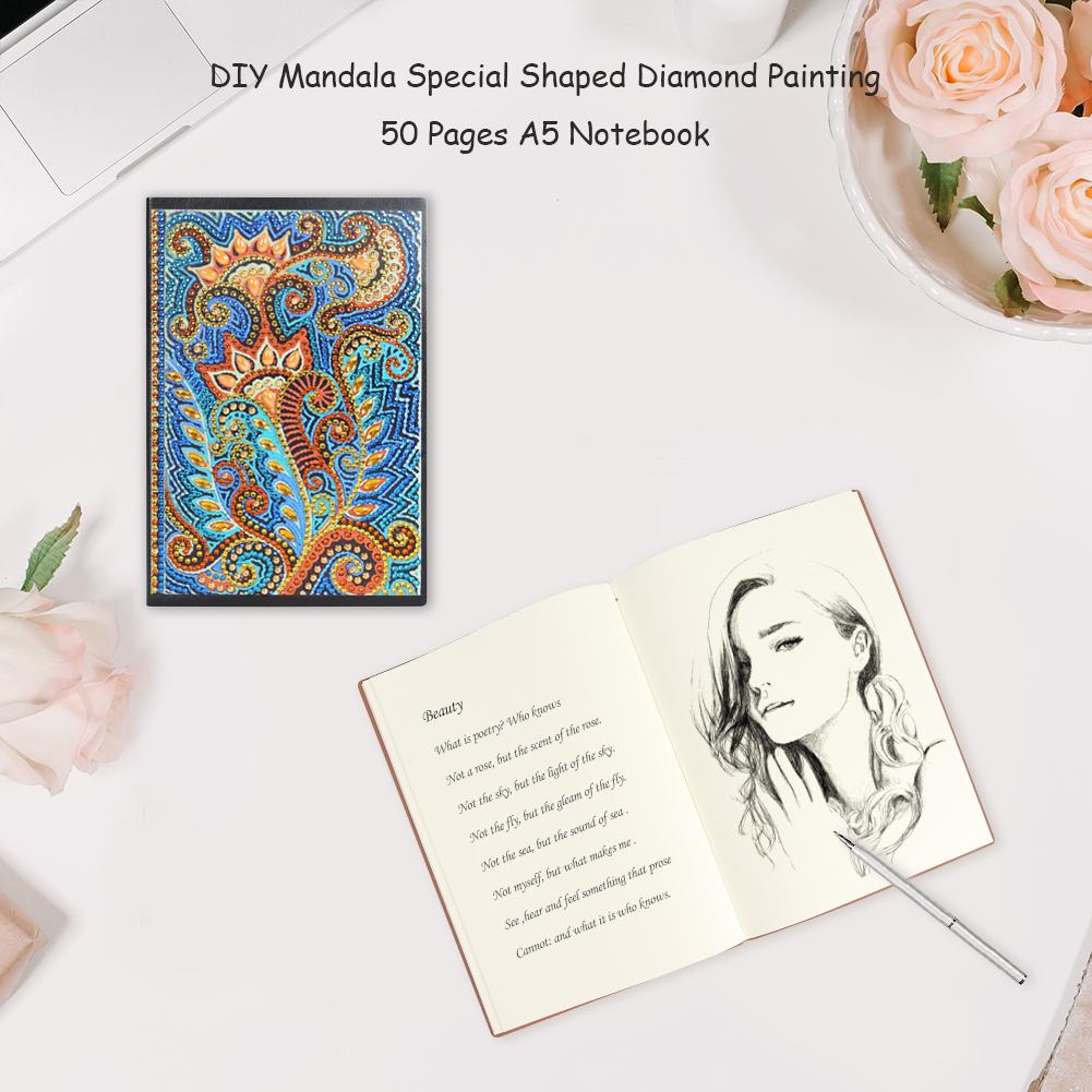 DIY Mandala Special Shaped Diamond Painting 50 Pages A5 Sketchbook Notebook