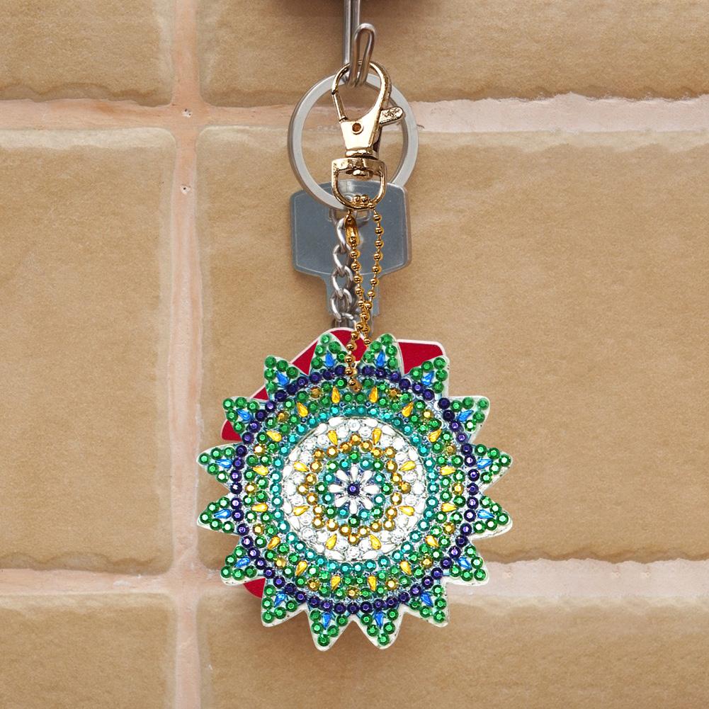 5pcs DIY Full Drill Diamond Paintng Special Shape Mandala Pattern Key Chain