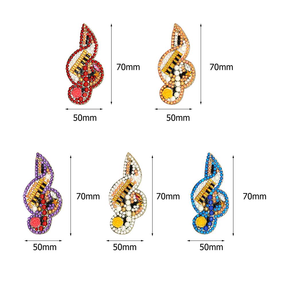 5pcs DIY Full Drill Diamond Paintng Special-shaped Musical Notes Key Chains