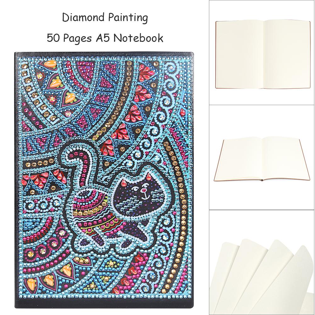 DIY Cat Special Shaped Diamond Painting 50 Pages A5 Notebook Sketchbook