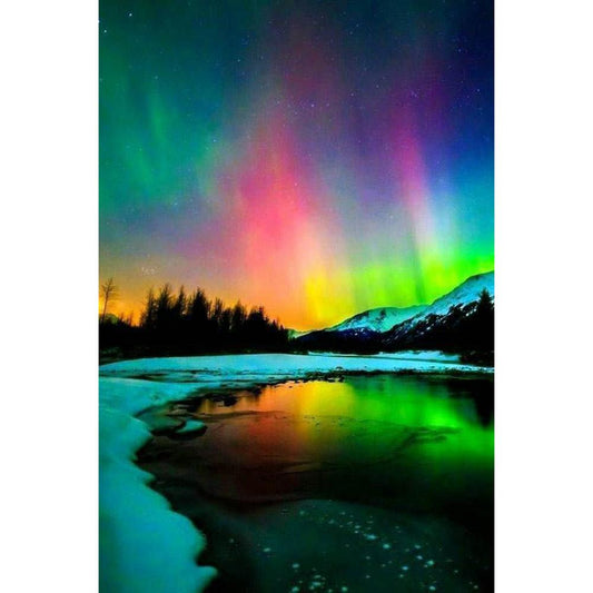 Aurora Scenery - Full Square Drill Diamond Painting 40*30CM