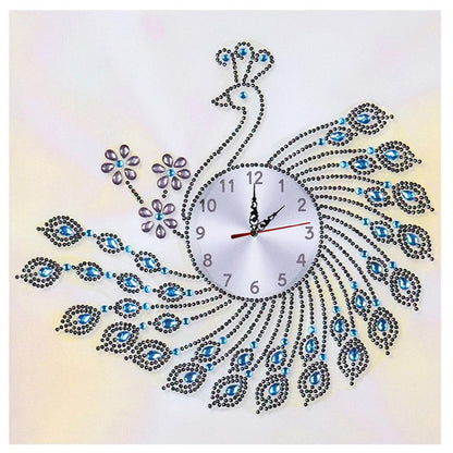 Peafowl Clock - Special Shaped Drill Diamond Painting 35X35CM