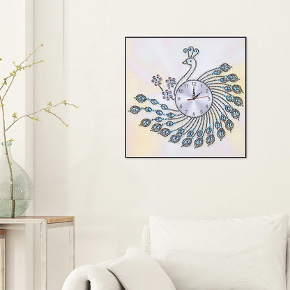 Peafowl Clock - Special Shaped Drill Diamond Painting 35X35CM