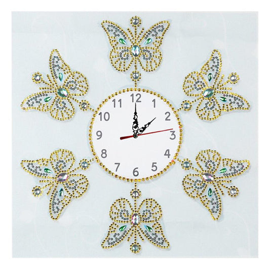 Butterfly Clock - Full Round Drill Diamond Painting 35X35CM