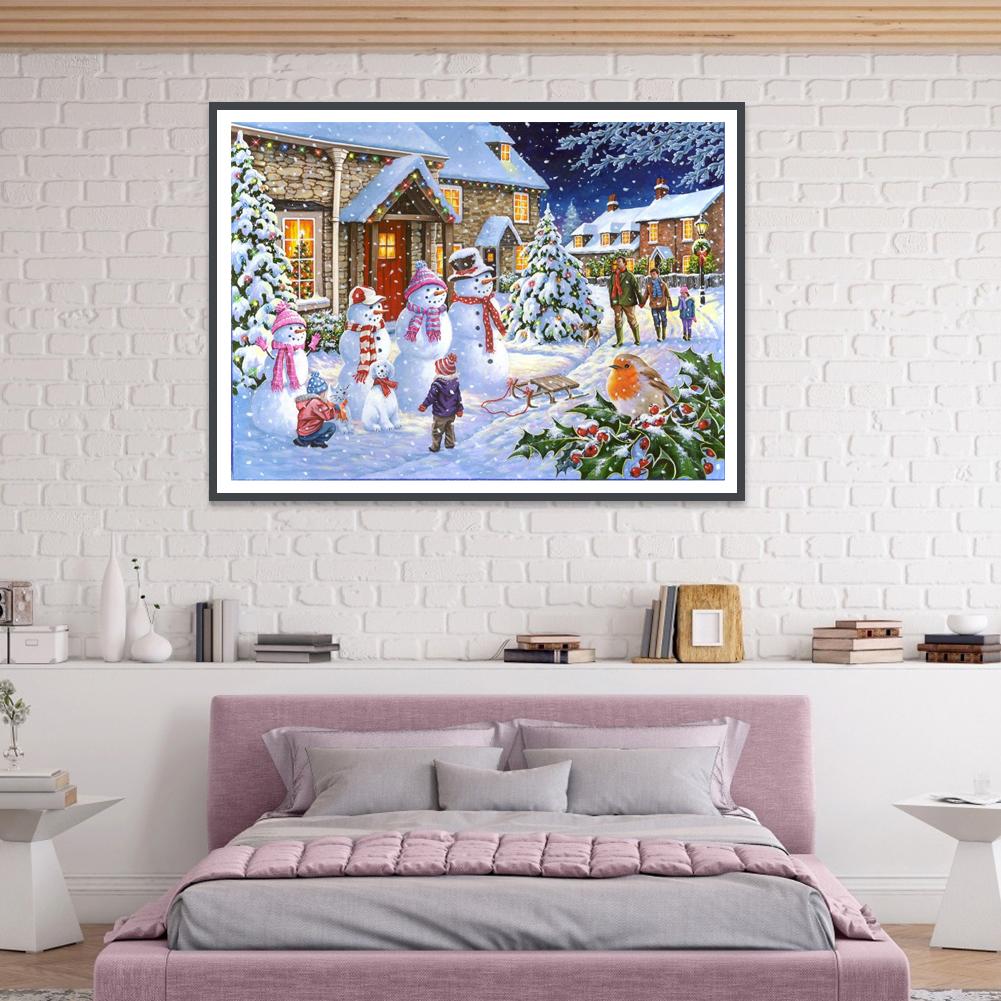 Snowman - Full Round Drill Diamond Painting 40*30CM