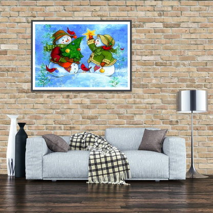 Snowman - Full Round Drill Diamond Painting 40*30CM