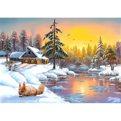 Snow Scenery - Full Round Drill Diamond Painting 40*30CM