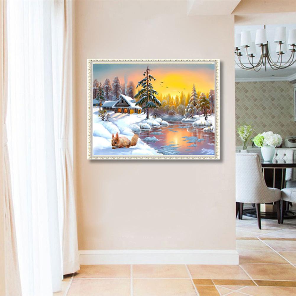 Snow Scenery - Full Round Drill Diamond Painting 40*30CM