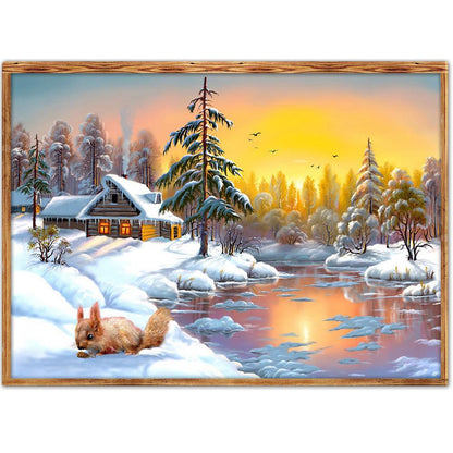 Snow Scenery - Full Round Drill Diamond Painting 40*30CM