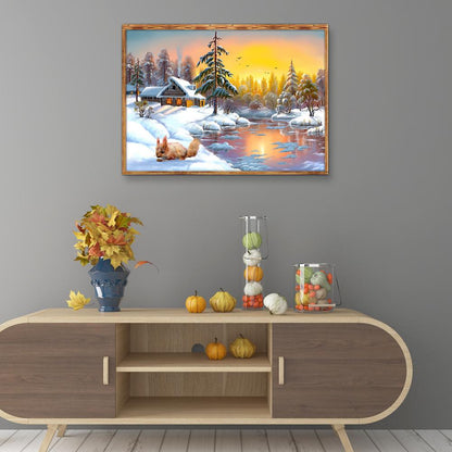 Snow Scenery - Full Round Drill Diamond Painting 40*30CM