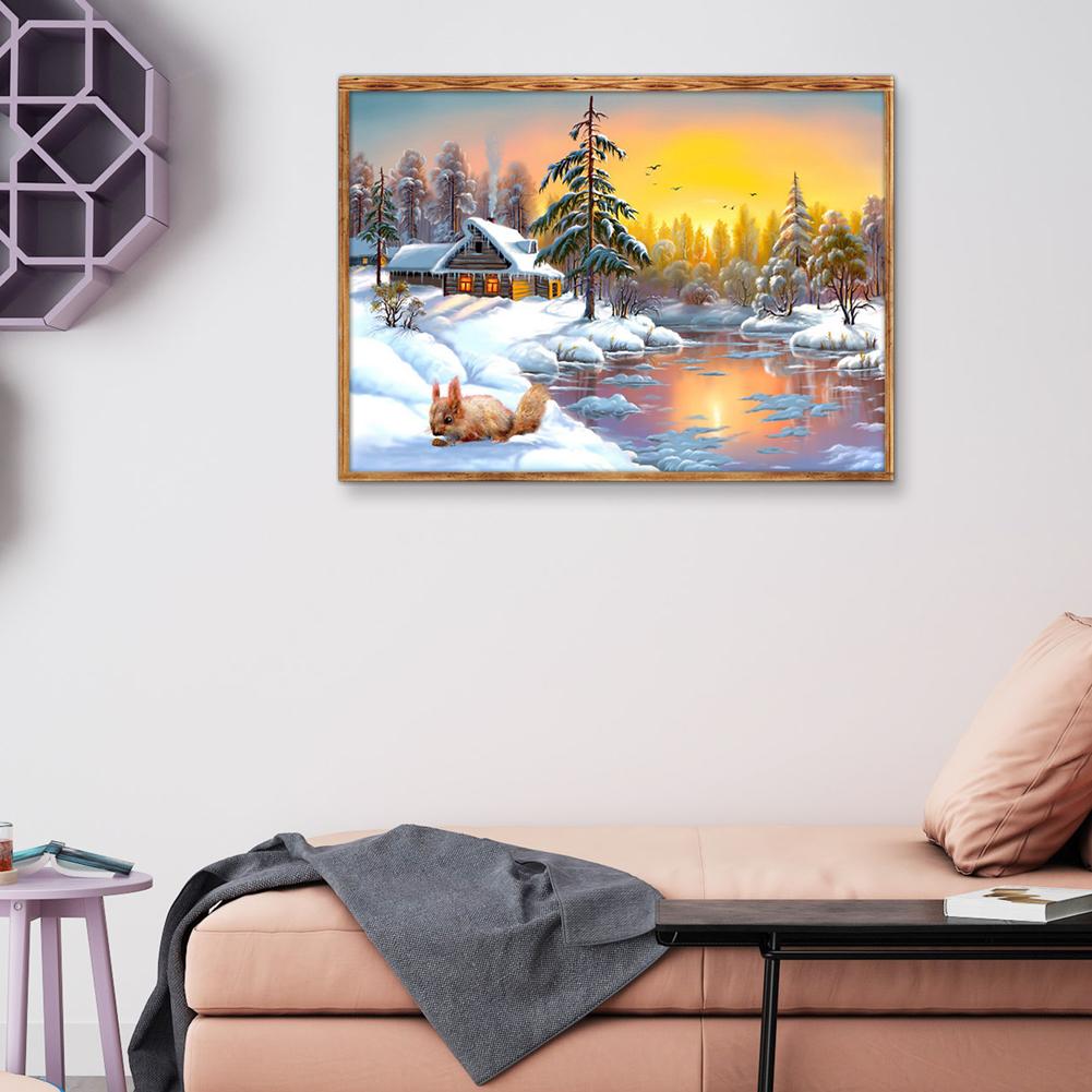 Snow Scenery - Full Round Drill Diamond Painting 40*30CM